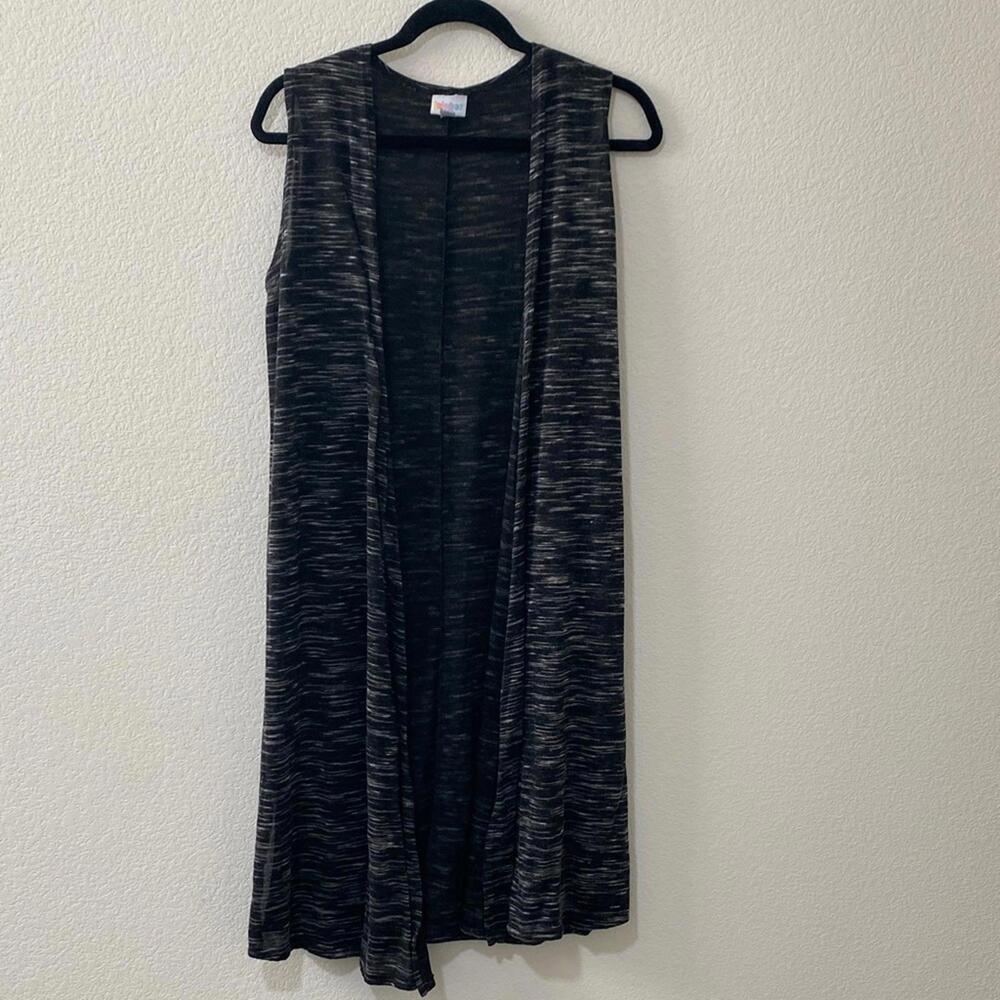 LuLaRoe Sleeveless Black and Gray Long Sweater Vest
